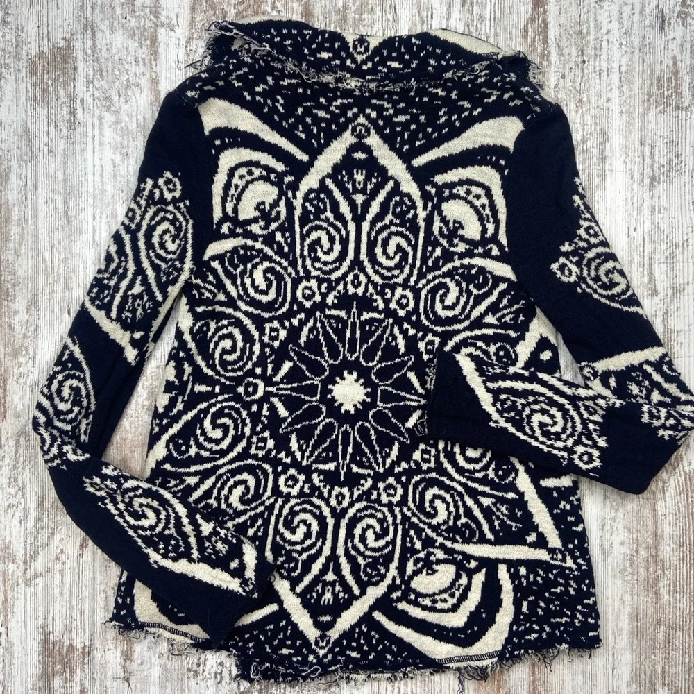 Free People Smitten Kitten Mandala Cardigan Black/White Small GUC!